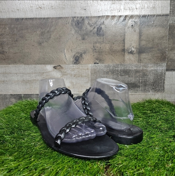 Stuart Weitzman Braida Sawyer Jelly Sandal in Black - Picture 1 of 8